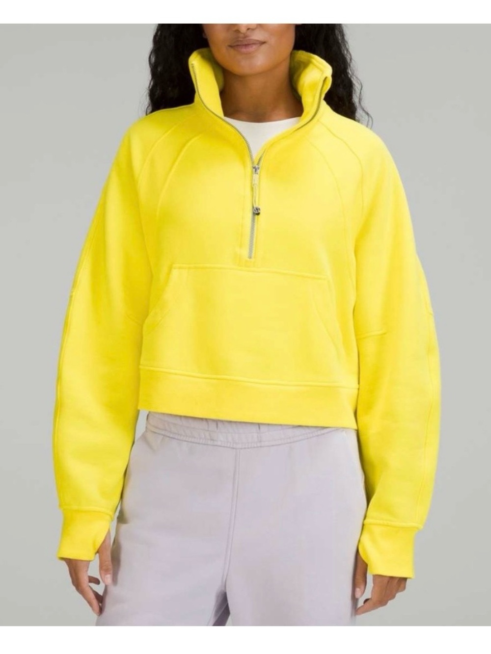 lululemon athletica Oversized Bright Yellow Half-Zip Cropped Scuba Size M/L